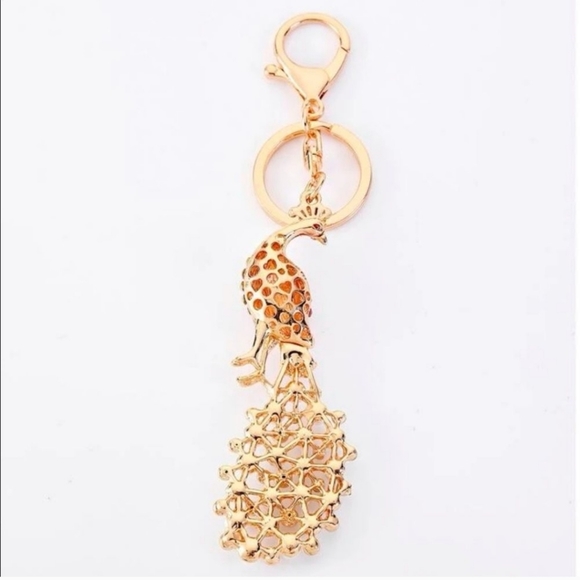 🆕️ Rhinestone & Pearl Crystal Peacock Keychain Purse Charm, Pink ~ Gift Present - Picture 4 of 7